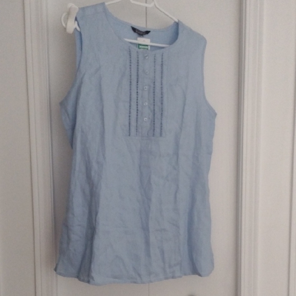 New Nicole Millar  Linen Light Blue Sleeveless Top Ptp 21.5"
